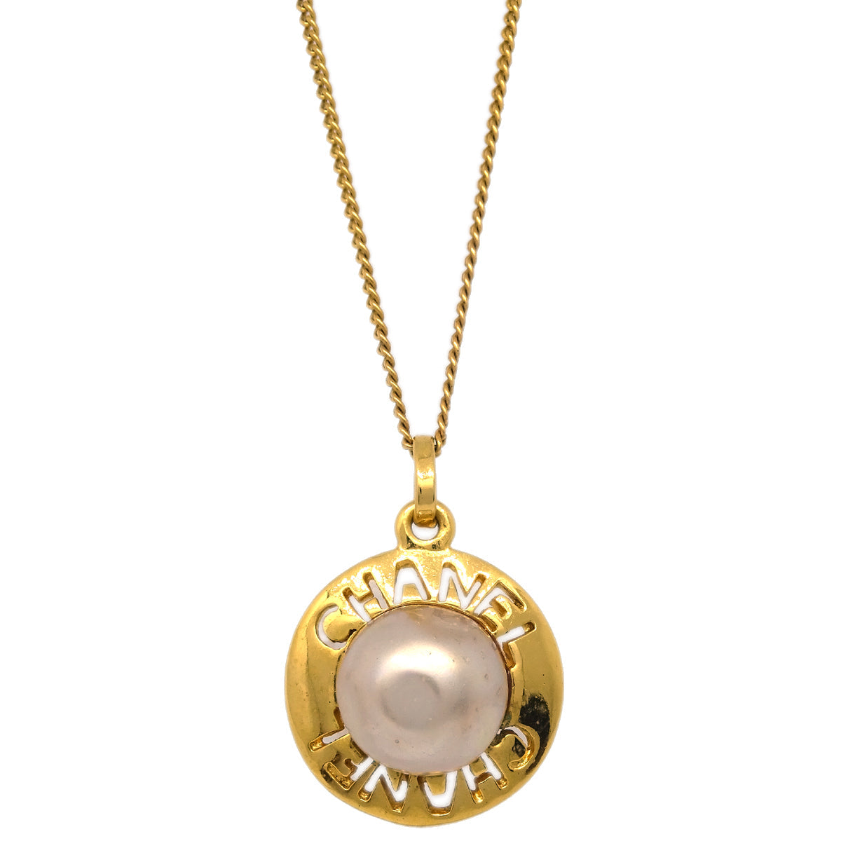 Luxury Chanel Artificial Pearl Gold Chain Pendant Necklace 3735