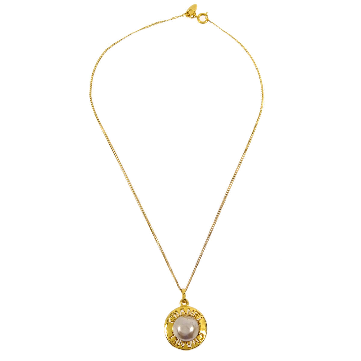 Luxury Chanel Artificial Pearl Gold Chain Pendant Necklace 3735