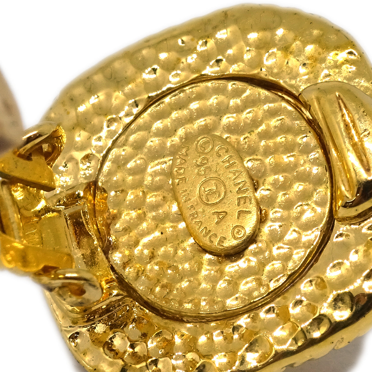 Luxury Chanel Earrings Clip-On Rhinestone Gold 95A