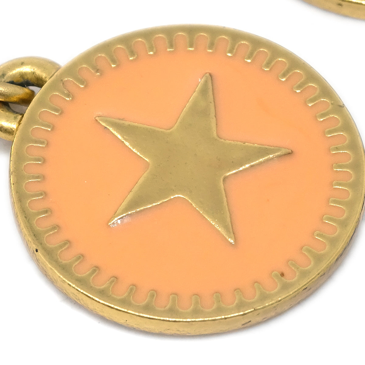Luxury Chanel Star Dangle Piercing Earrings Pink 01P