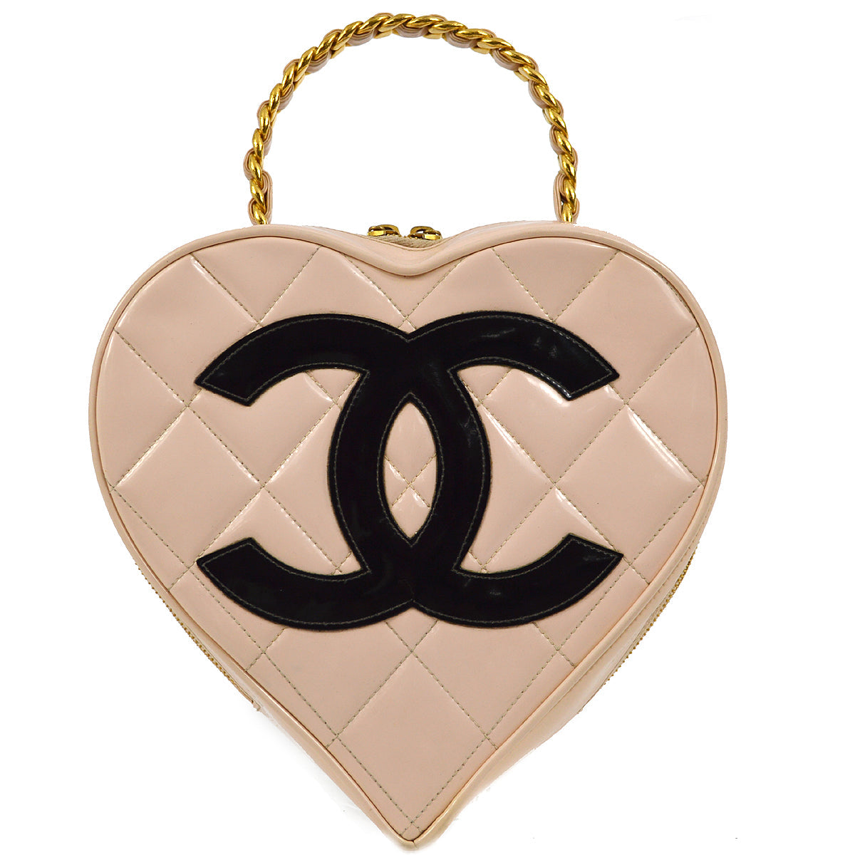 Luxury Chanel 1994-1996 Light Pink Heart Vanity Handbag