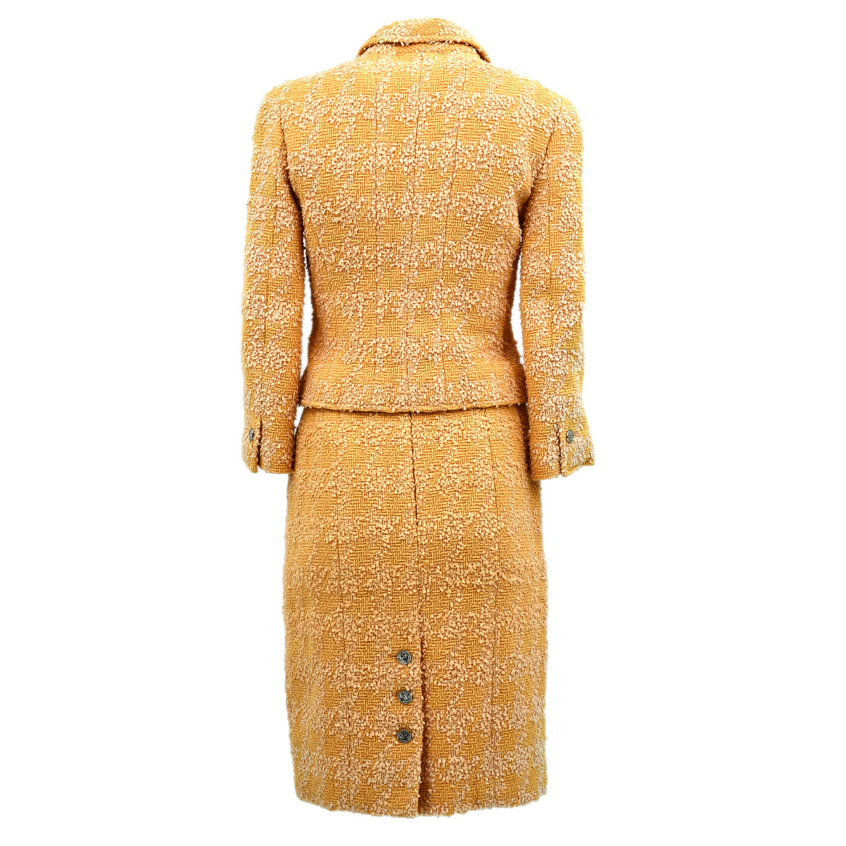 Luxury Chanel Setup Suit Jacket Skirt Orange 96P #38