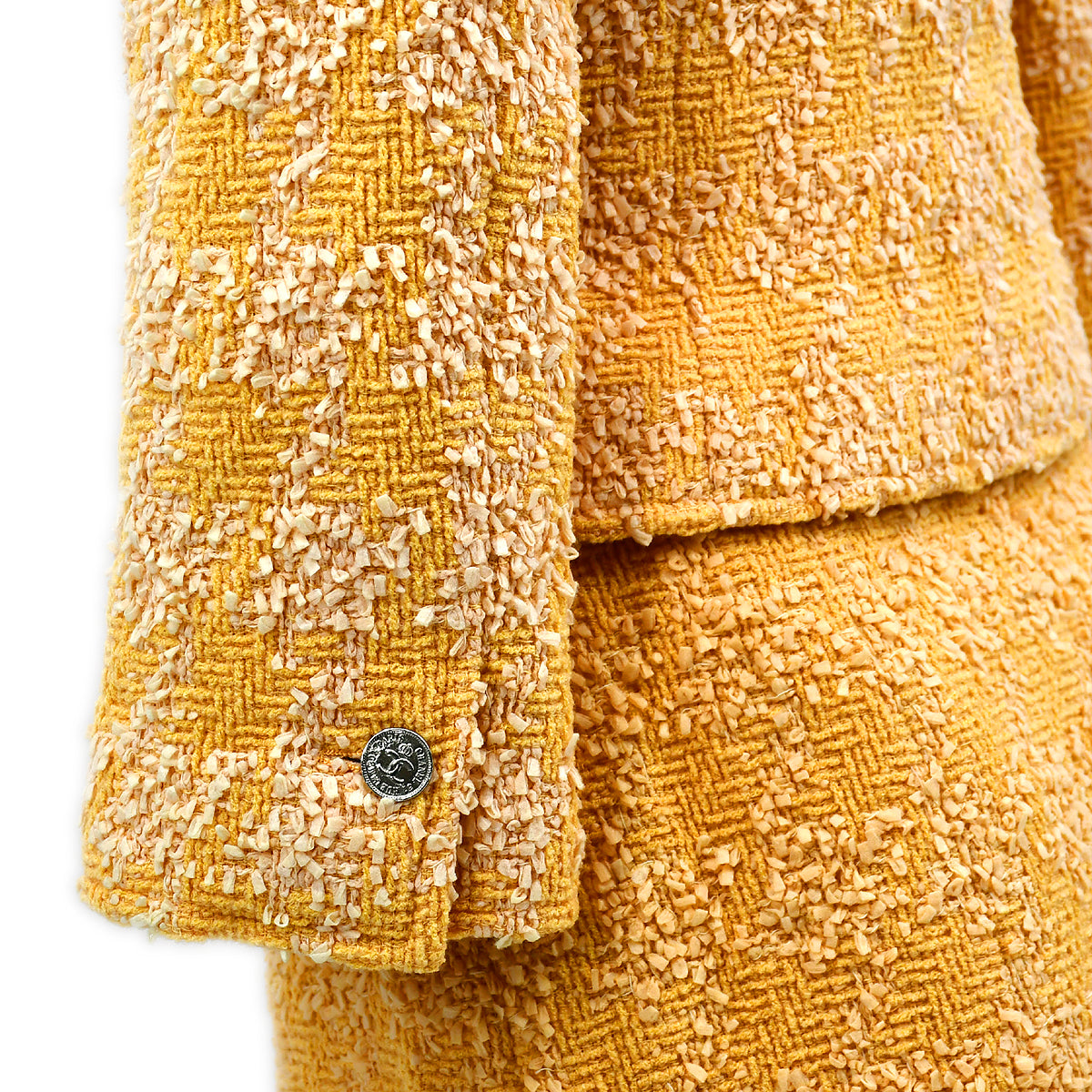 Luxury Chanel Setup Suit Jacket Skirt Orange 96P #38
