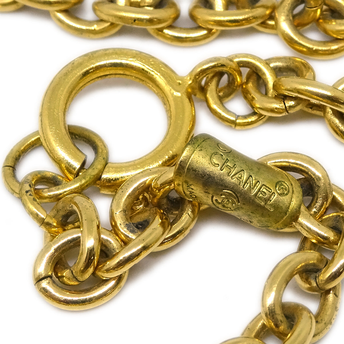 Luxury Chanel Gold Chain Necklace Rhinestone