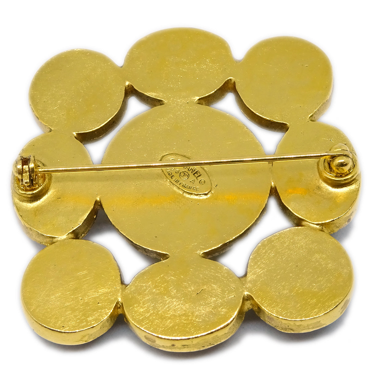 Luxury Chanel Stone Brooch Pin Brown 95A
