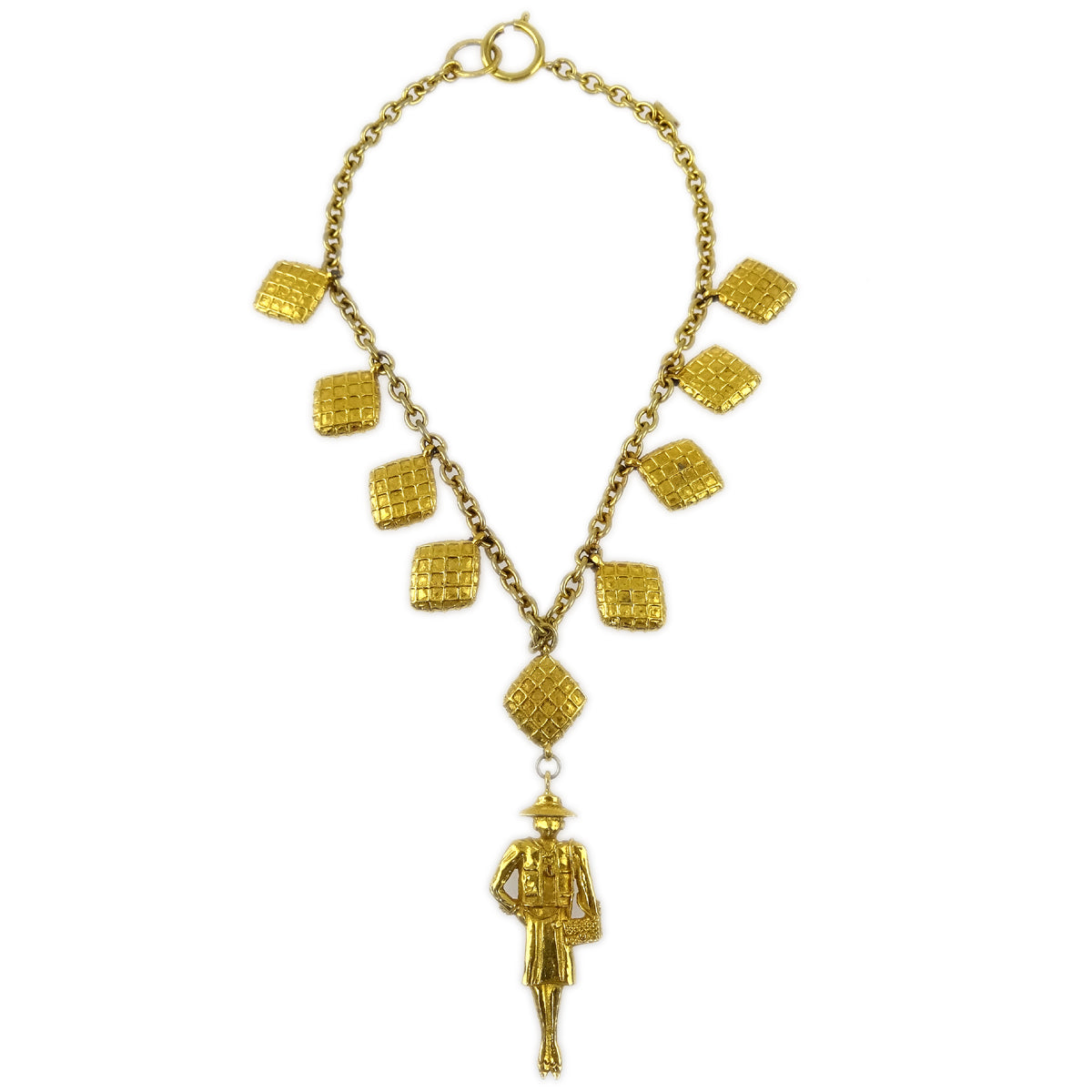 Luxury Chanel Mademoiselle Chain Pendant Necklace Gold
