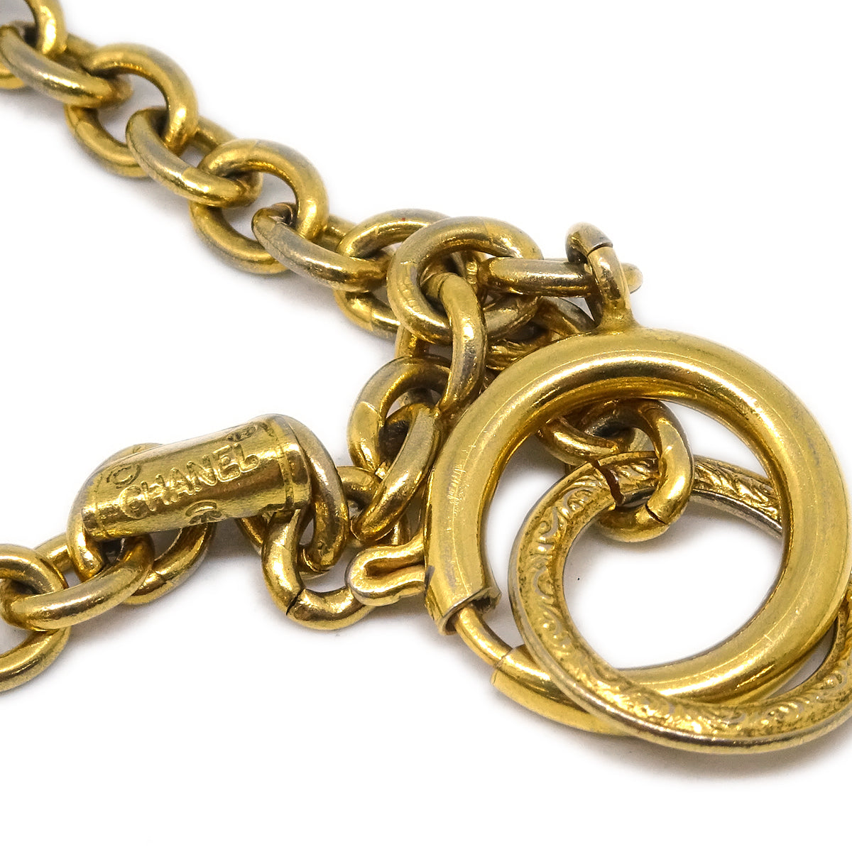 Luxury Chanel Mademoiselle Chain Pendant Necklace Gold