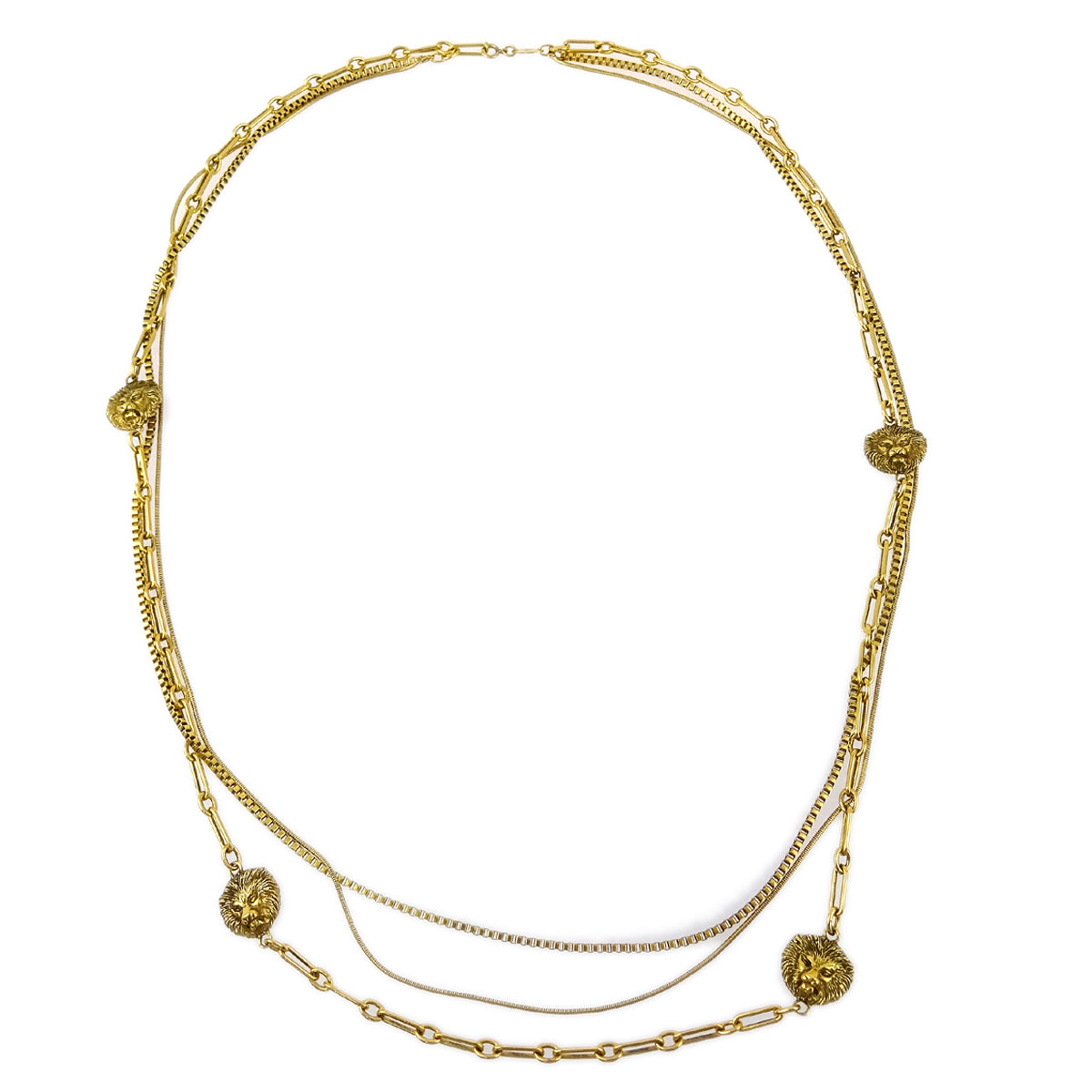 Luxury Chanel Lion Gold Chain Necklace 1983
