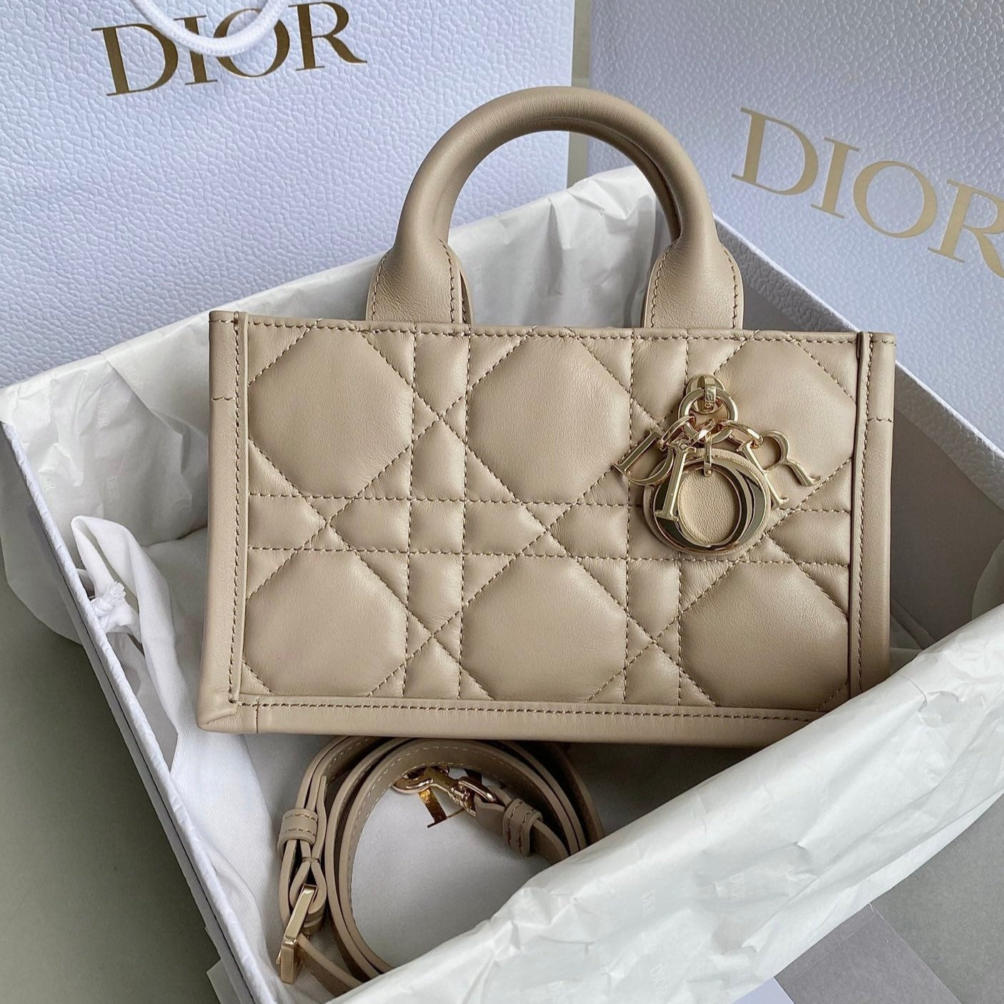 Luxury DiorMINI BOOK TOTE 21 BEIGE CREAM MACCROCANNAGE CALFSKIN