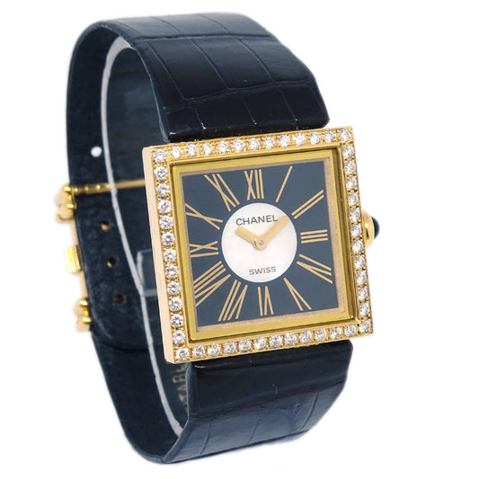 Luxury Chanel Mademoiselle Watch Diamond 18KYG Crocodile