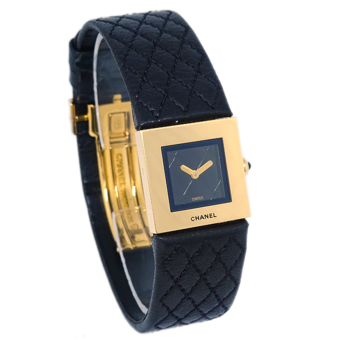 Luxury Chanel Matelasse Watch 18KYG Black