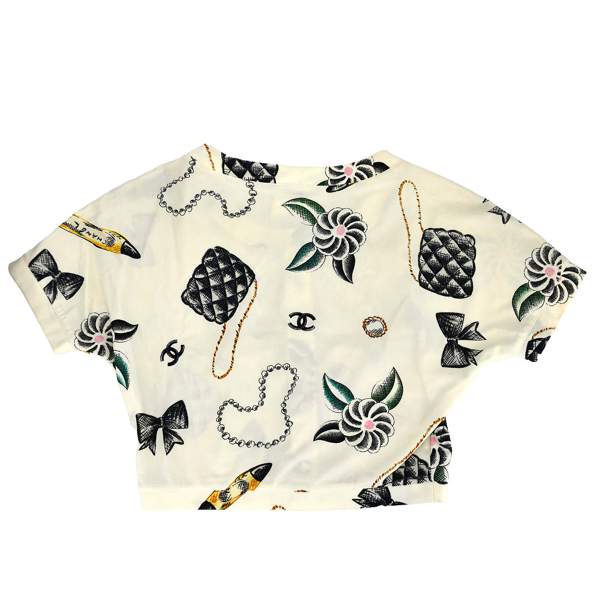 Luxury Chanel Cropped T-shirt Ivory 96P #38
