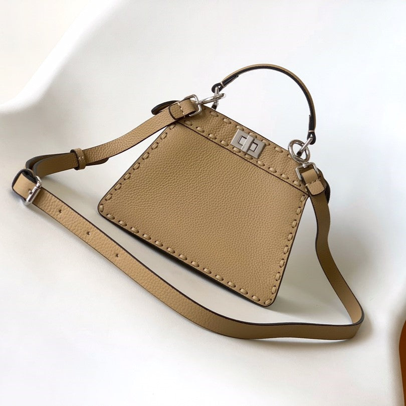 Luxury FendiPeekaboo ISeeU Petite 20 Bag Light Brown Leather Shw