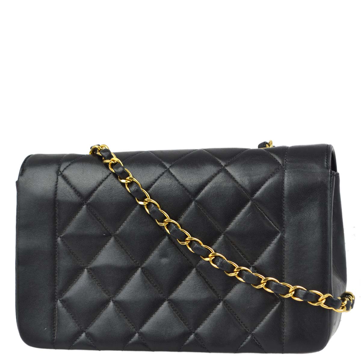 Luxury Chanel 1996-1997 Black Lambskin Small Diana Shoulder Bag