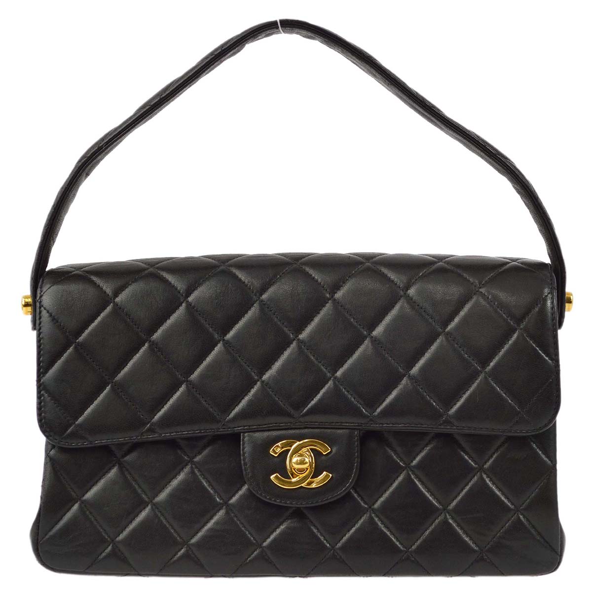Luxury Chanel 1996-1997 Black Lambskin Double Sided Classic Flap Handbag