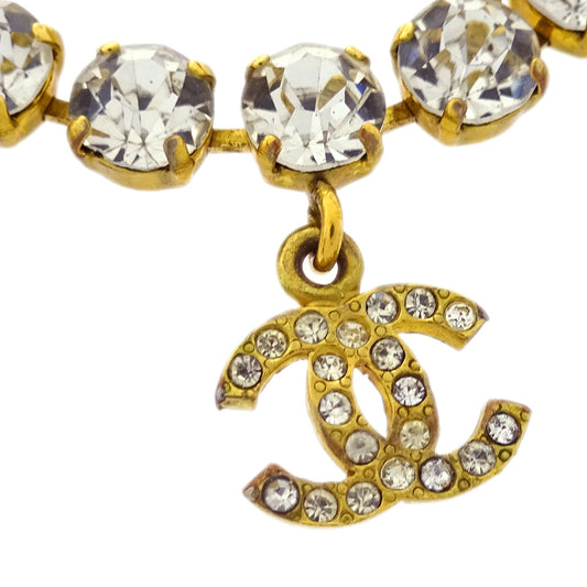Luxury Chanel Rhinestone Chain Bracelet Gold 95P