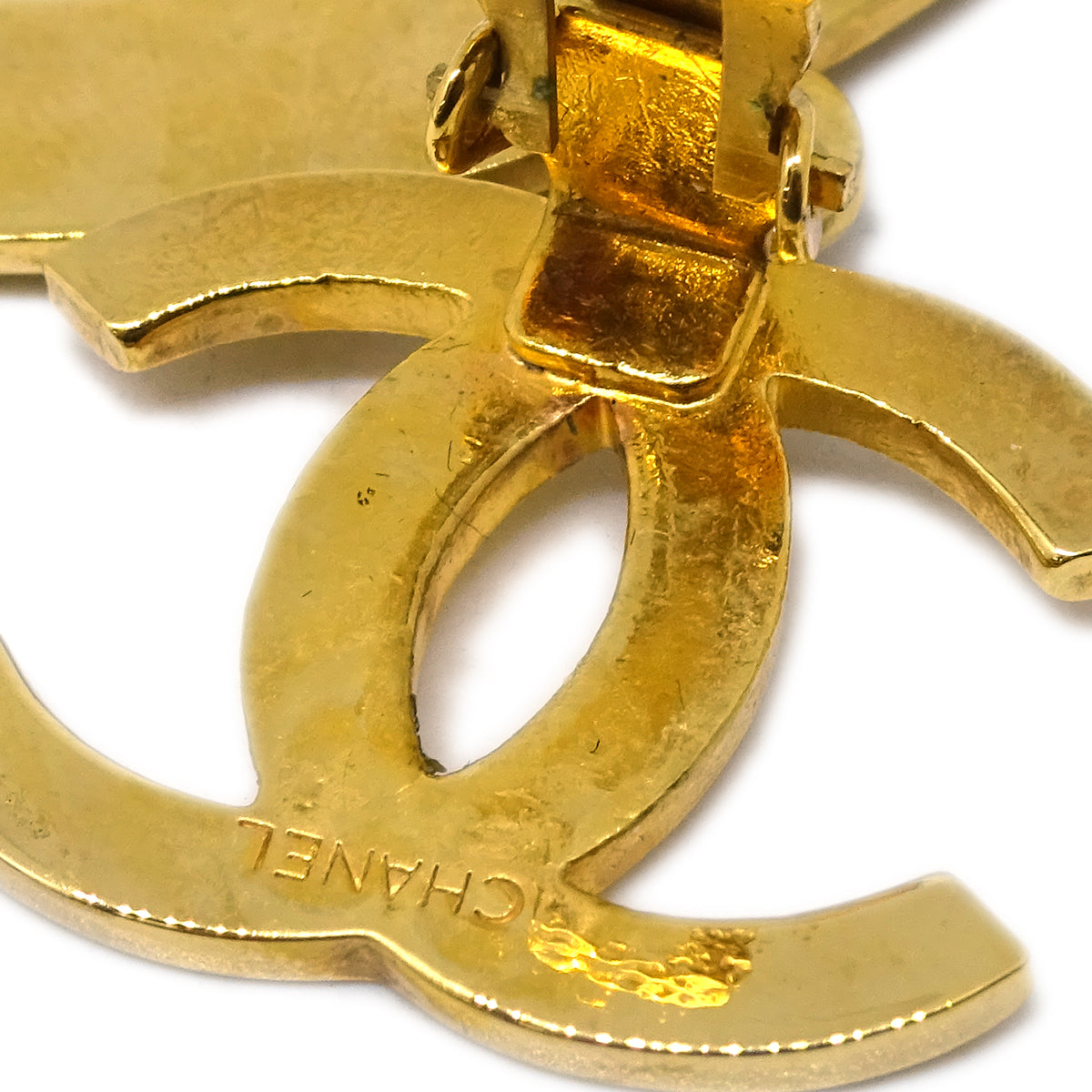 Luxury Chanel Hoop Dangle Earrings Clip-On Gold