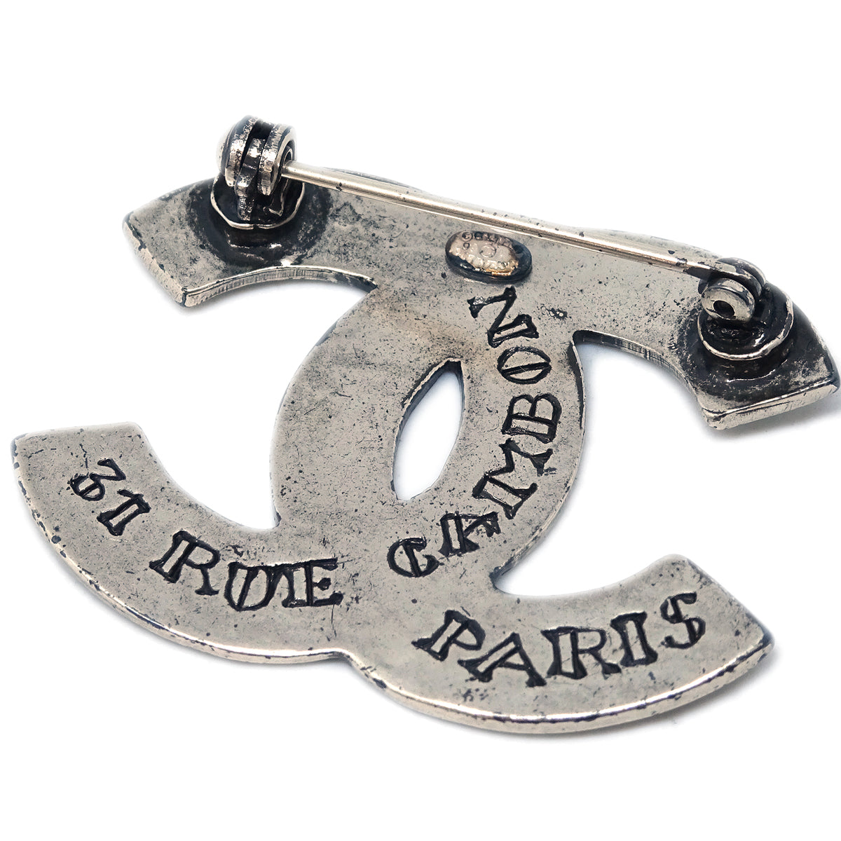 Luxury Chanel CC Brooch Pin Silver 99A