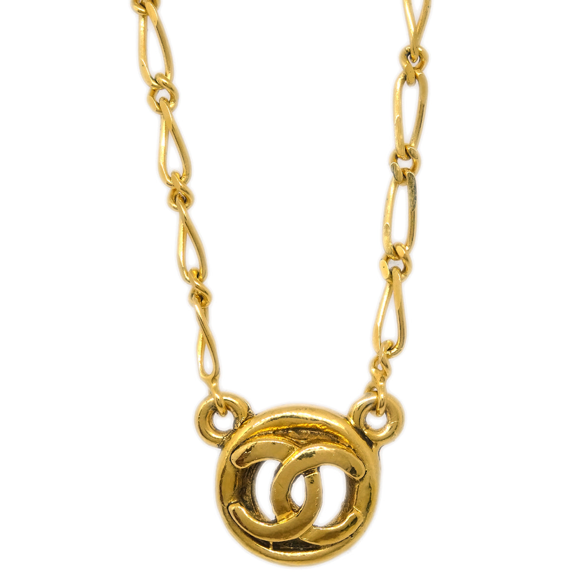 Luxury Chanel Medallion Pendant Necklace Gold 1983