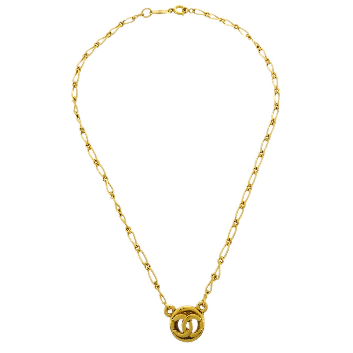 Luxury Chanel Medallion Pendant Necklace Gold 1983