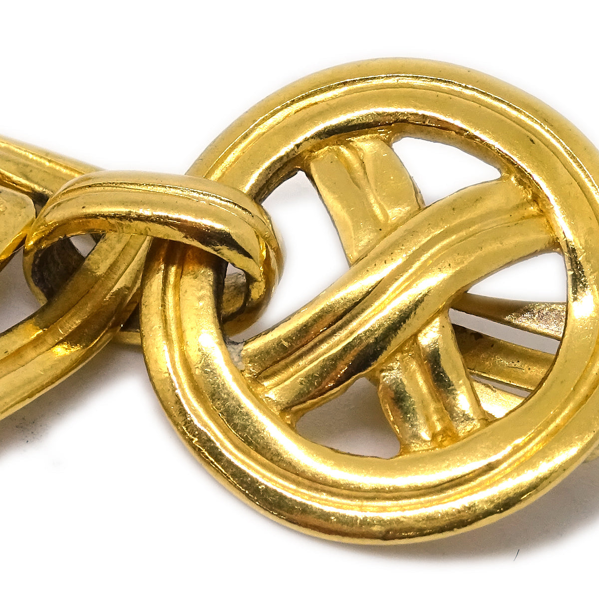 Luxury Chanel Dangle Hoop Earrings Clip-On Gold 96P
