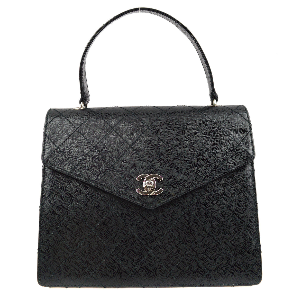 Luxury Chanel 1997-1999 Black Caviar Handbag