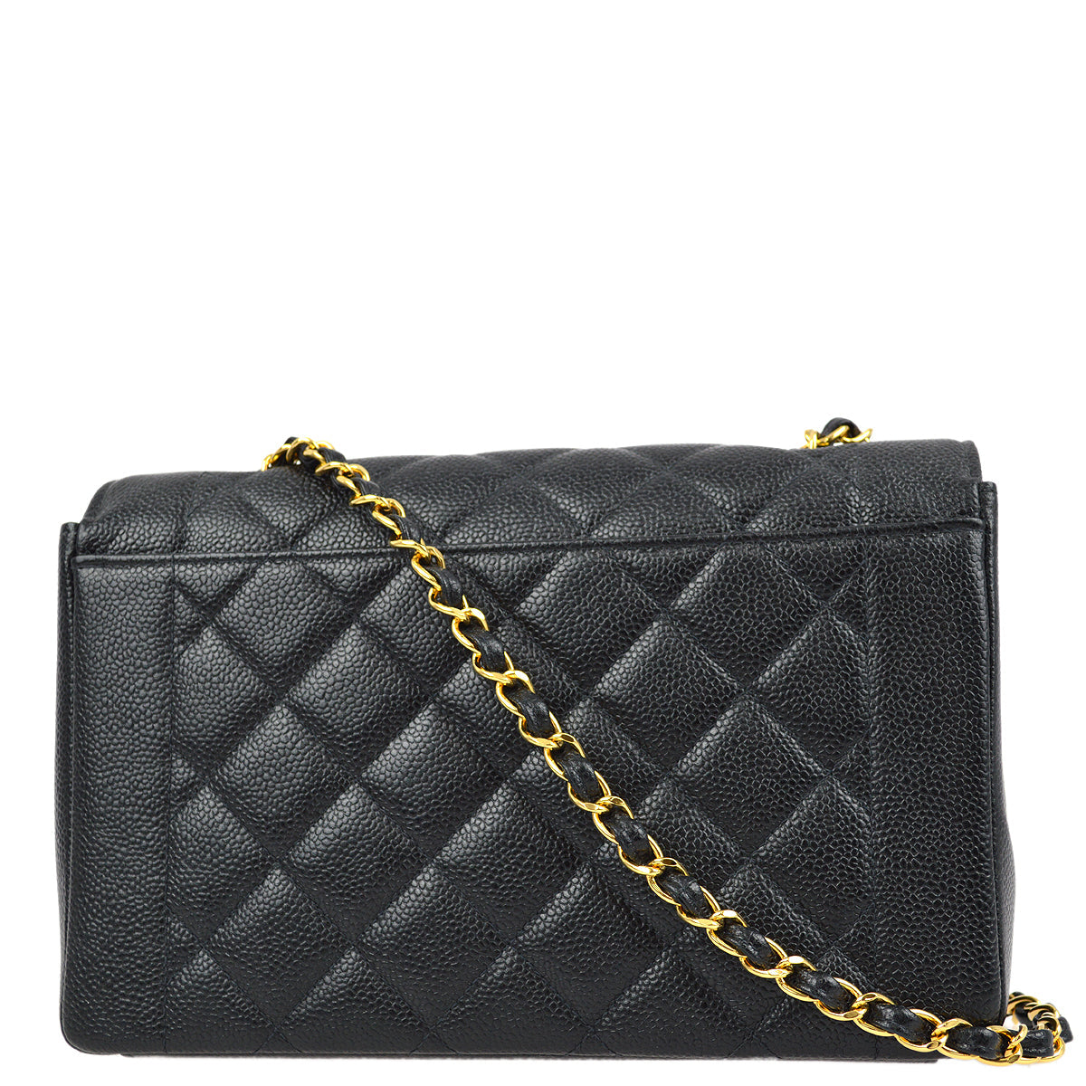 Luxury Chanel 1997-1999 Black Caviar Medium Diana Shoulder Bag