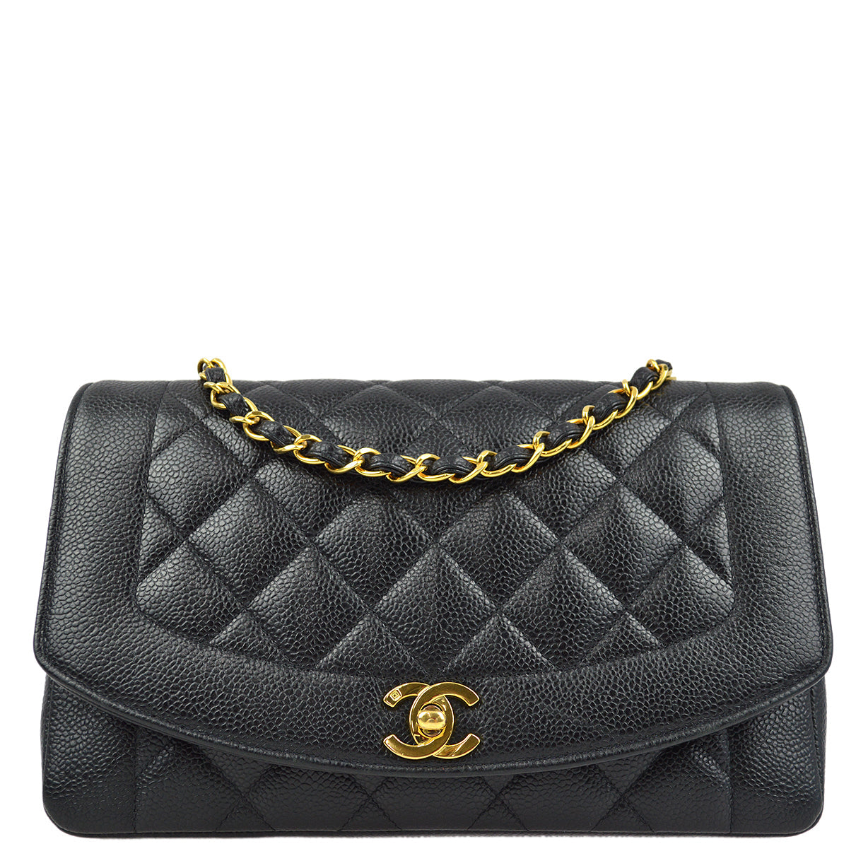 Luxury Chanel 1994-1996 Black Caviar Medium Diana Shoulder Bag