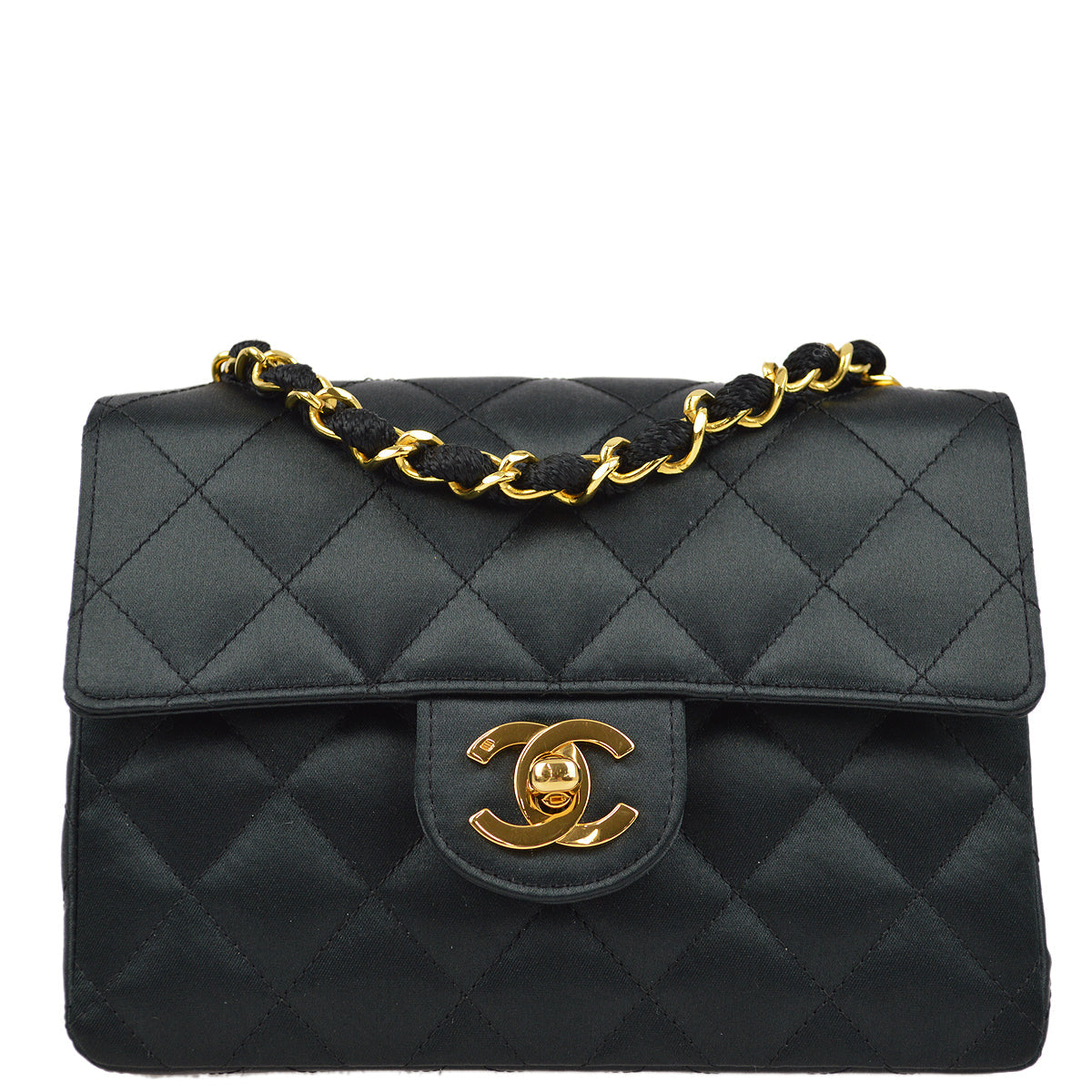 Luxury Chanel 1989-1991 Satin Mini Classic Square Flap Shoulder Bag 17