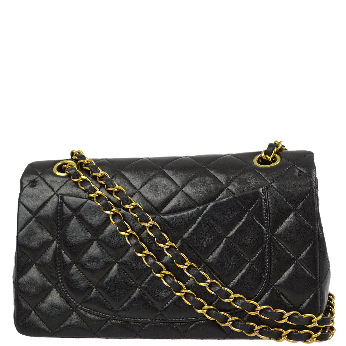 Luxury Chanel 1994-1996 Black Lambskin Small Classic Double Flap Shoulder Bag