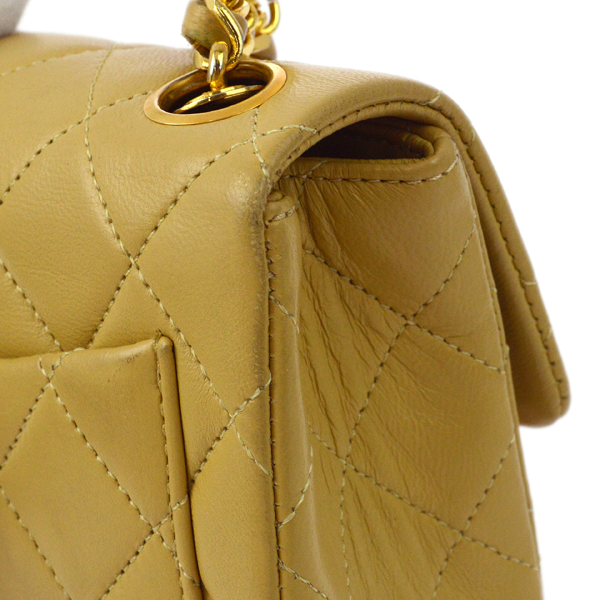 Luxury Chanel 1986-1988 Beige Lambskin Mini Classic Square Flap Handbag 17