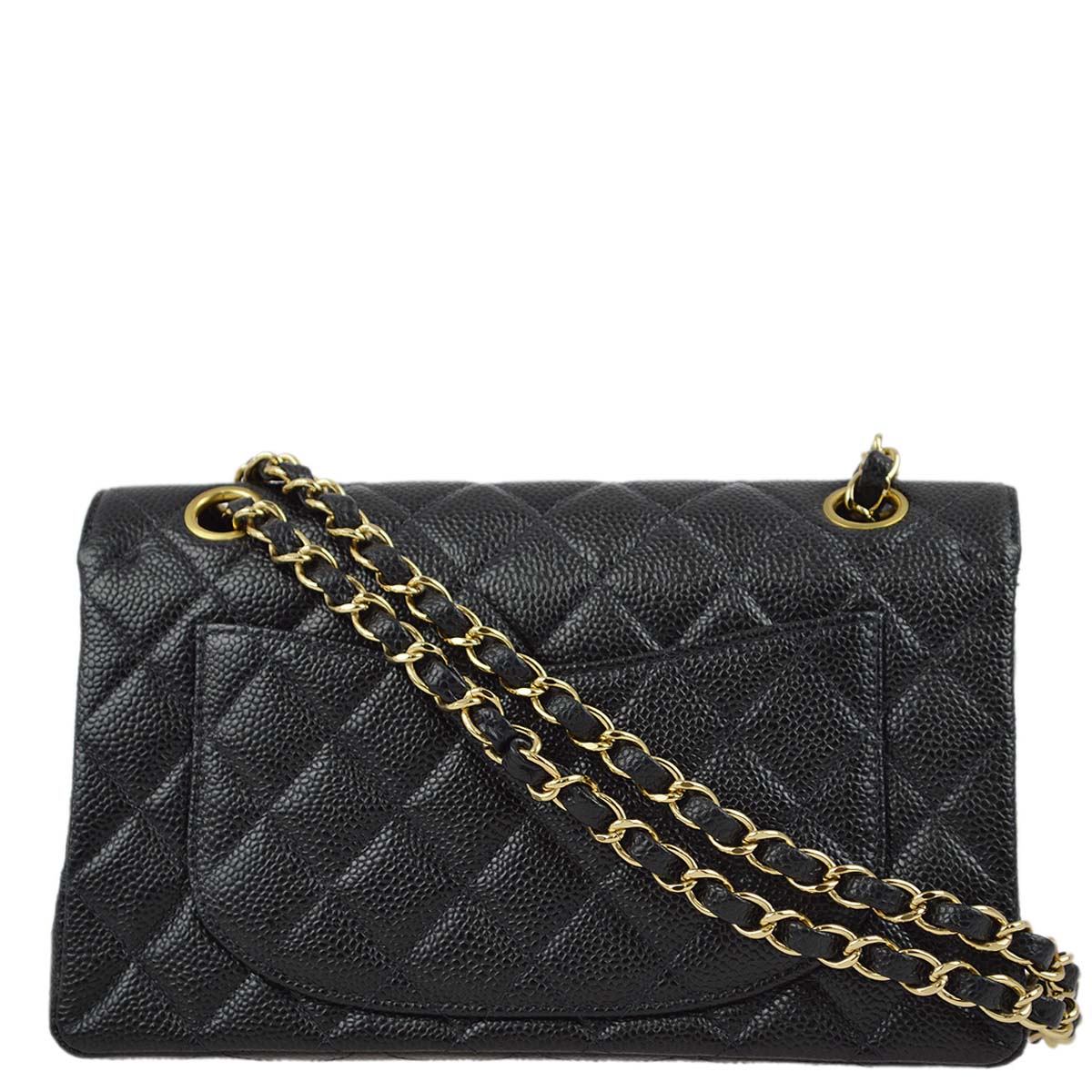 Luxury Chanel 2001-2003 Black Caviar Small Classic Double Flap Shoulder Bag