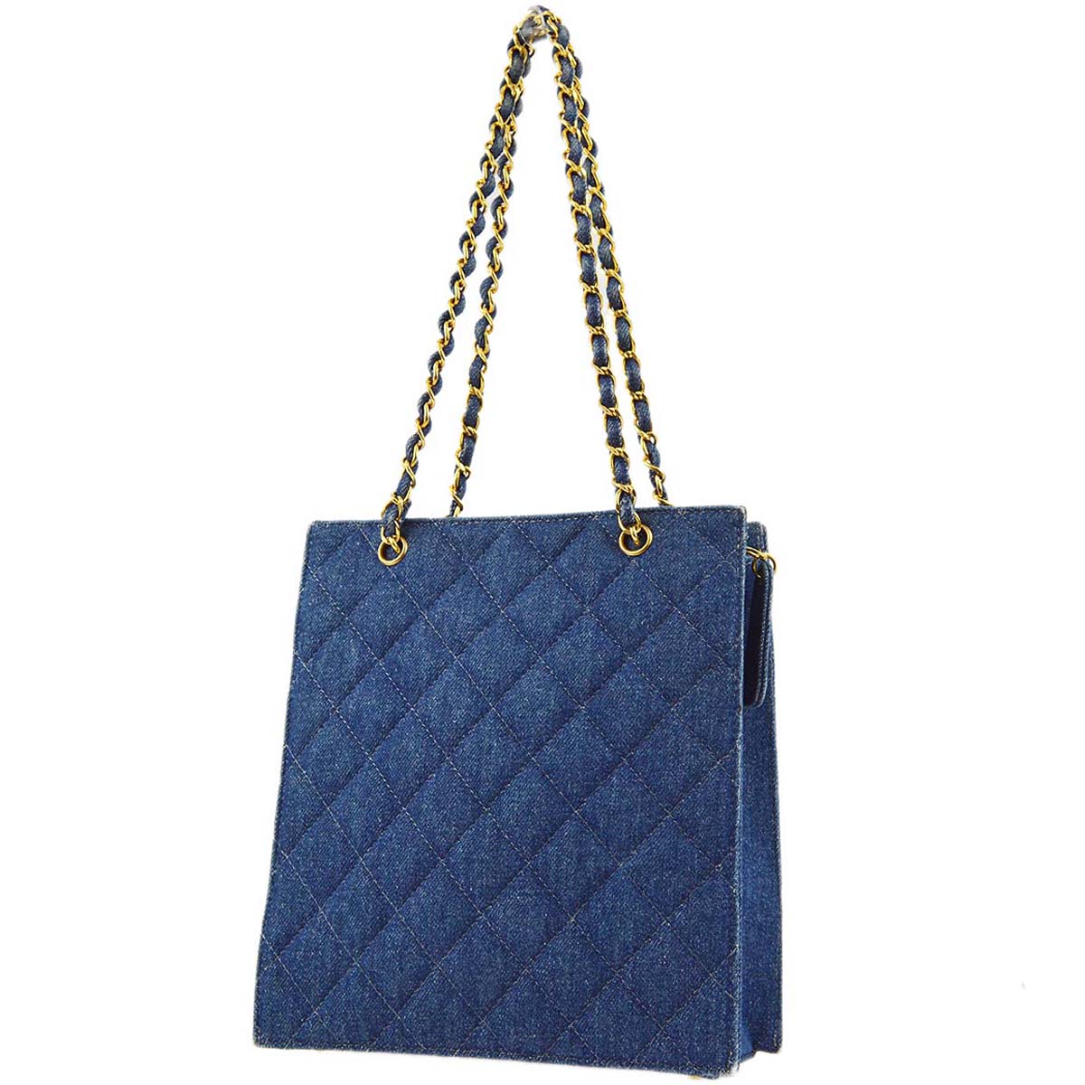 Luxury Chanel 1997-1999 Denim Chain Tote Handbag