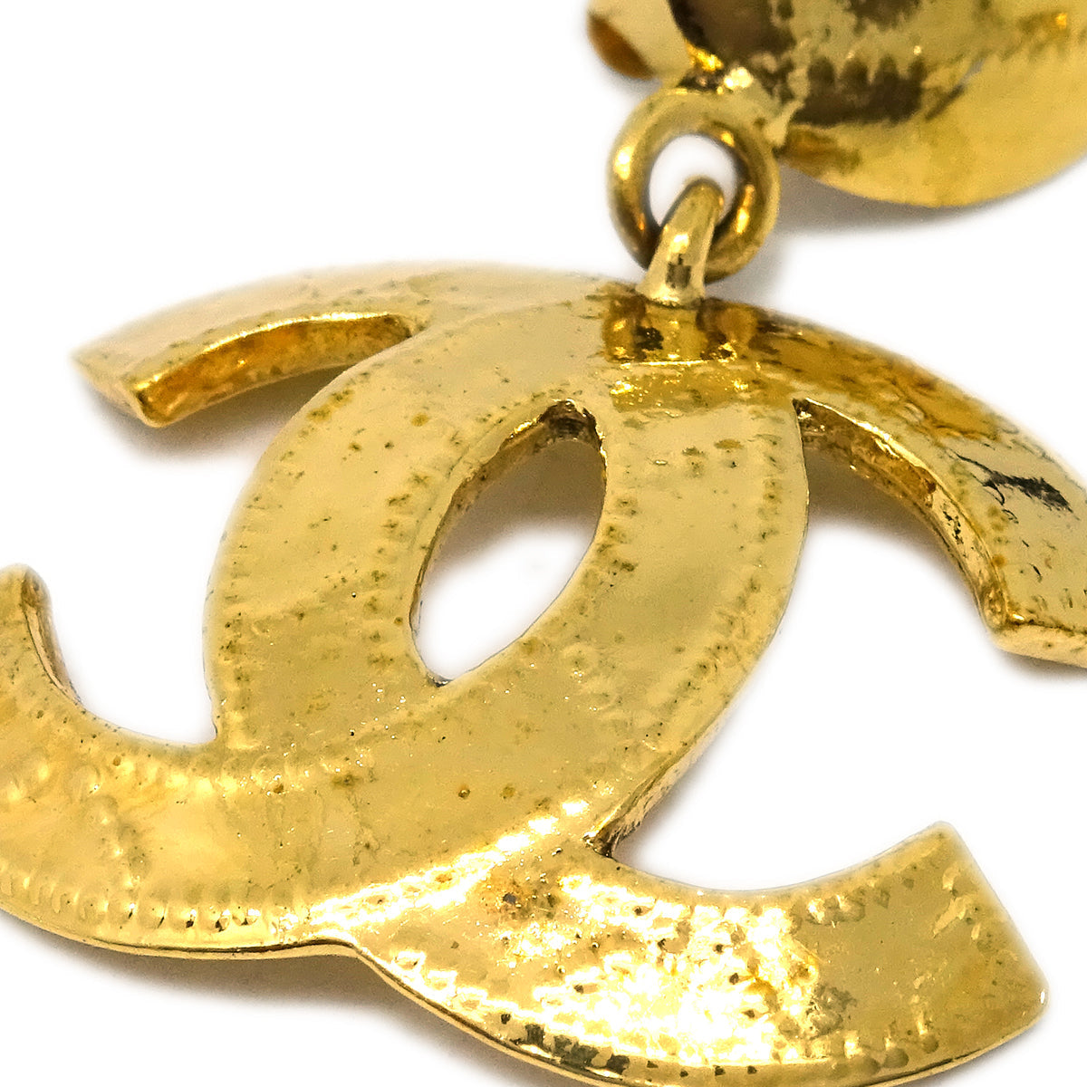 Luxury Chanel Gold Dangle Earrings Clip-On 94P