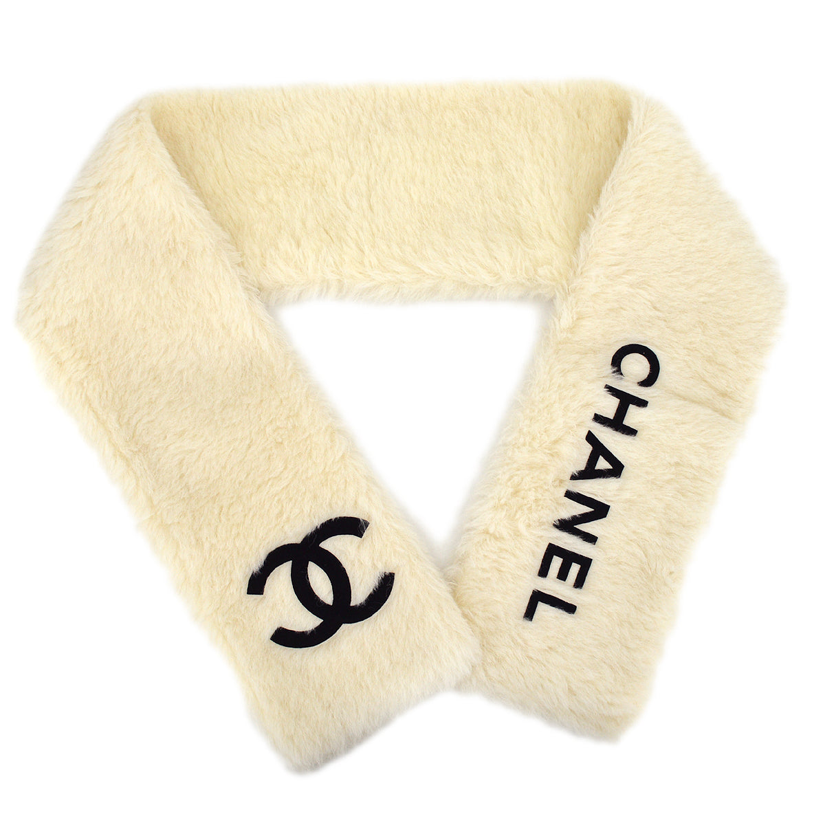 Luxury Chanel Fur Scarf White Small New