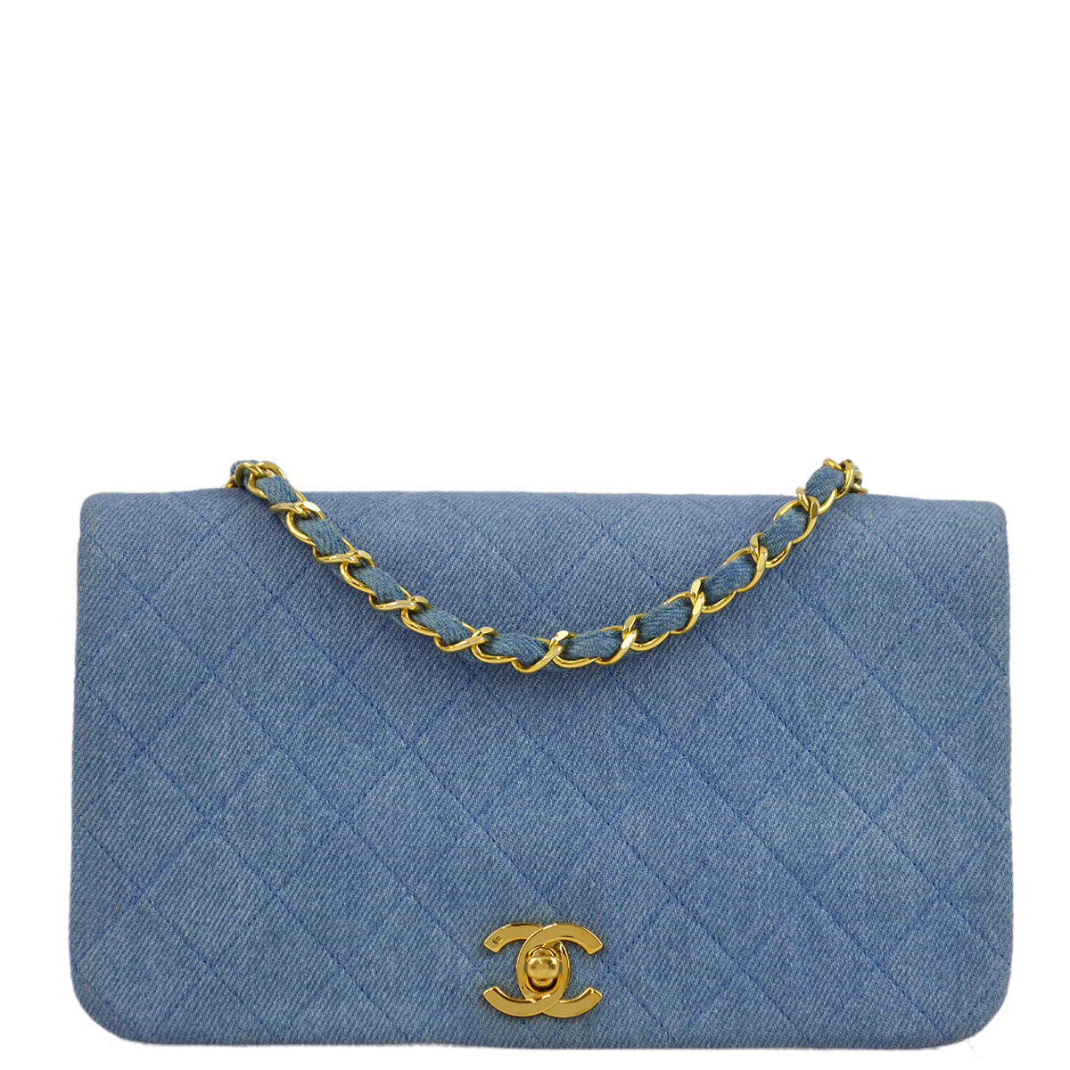 Luxury Chanel 1989-1991 Denim Turnlock Small Full Flap Bag