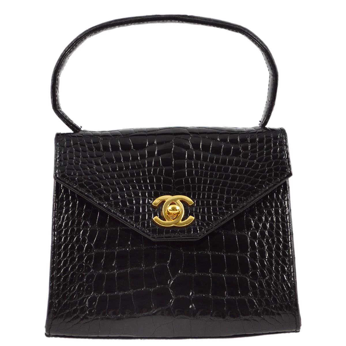 Luxury Chanel * 1996-1997 Black Crocodile Handbag