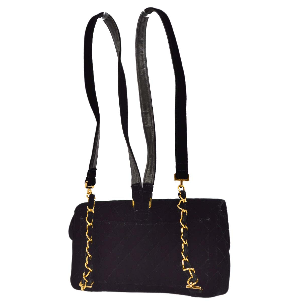 Luxury Chanel * 1994-1996 Black Velvet Classic Flap Chain Backpack