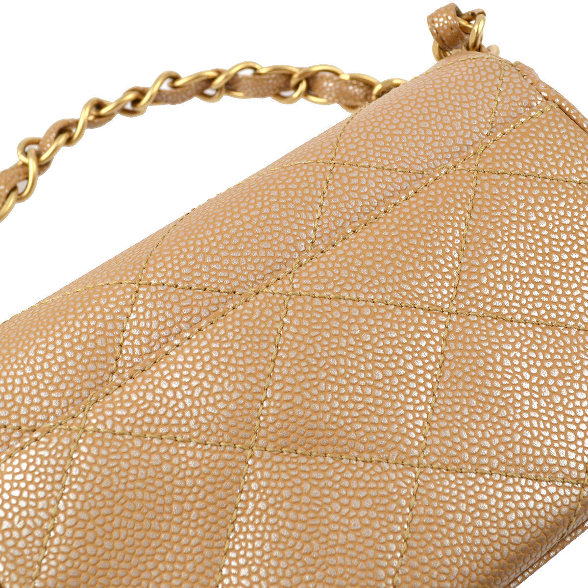 Luxury Chanel 2000-2001 Beige Caviar Chain Handbag 18