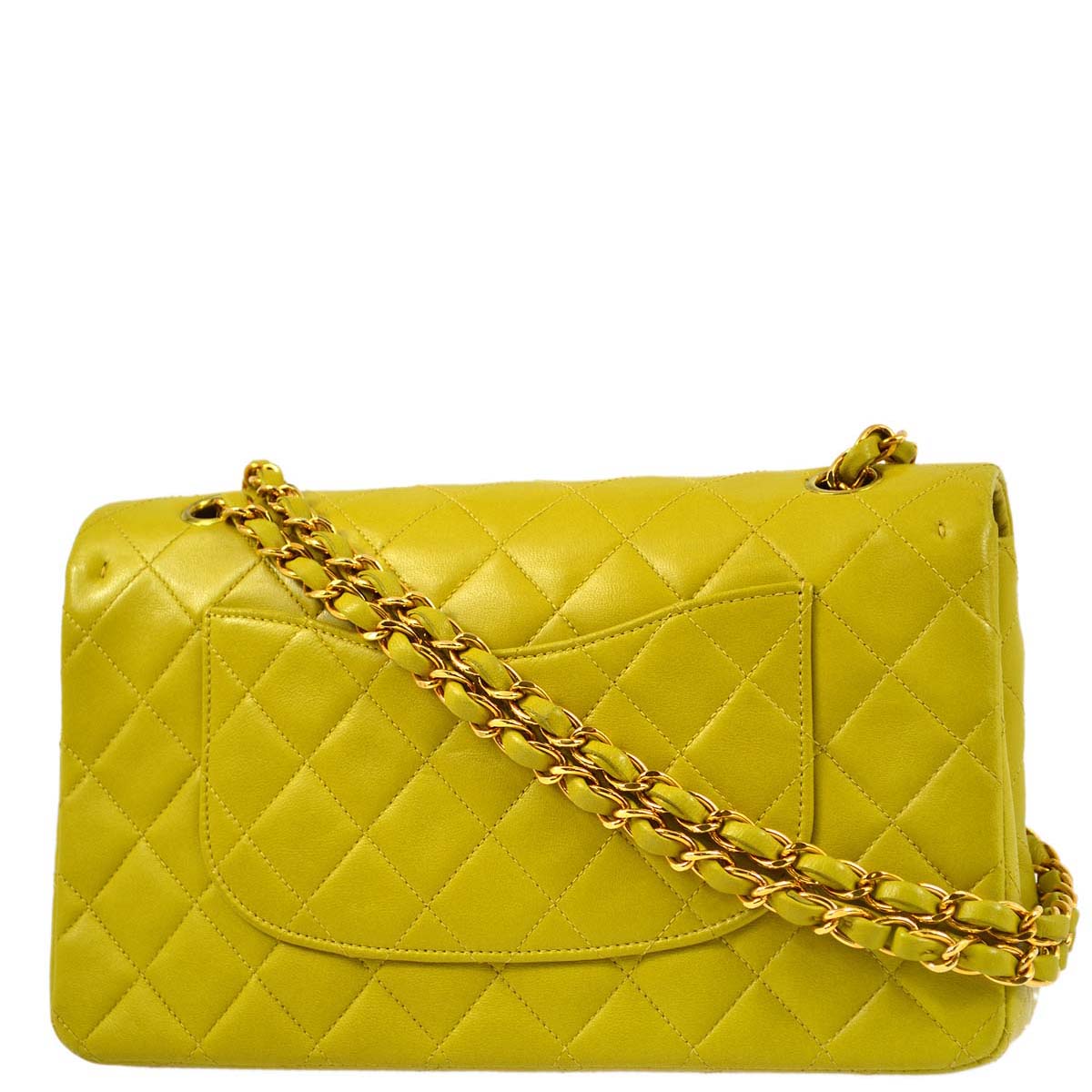 Luxury Chanel * 1997-1999 Green Lambskin Medium Classic Double Flap Shoulder Bag