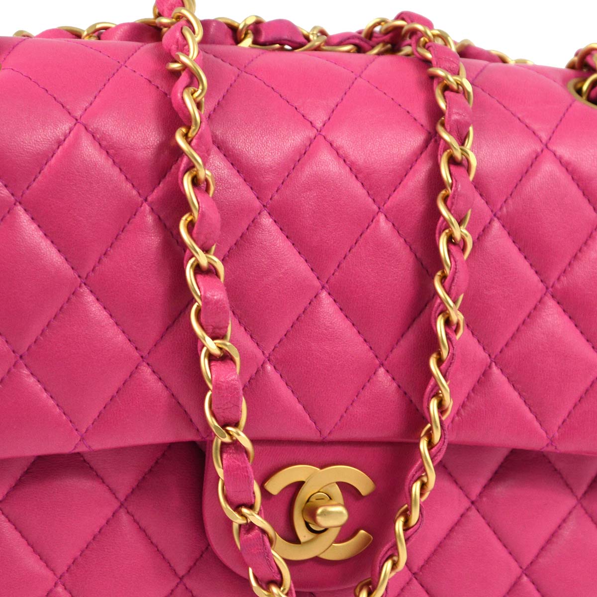 Luxury Chanel * 2000-2001 Pink Lambskin Medium Classic Double Flap Shoulder Bag