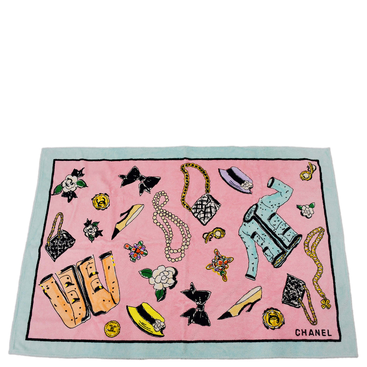 Luxury Chanel Icon Beach Towel Pink Small New