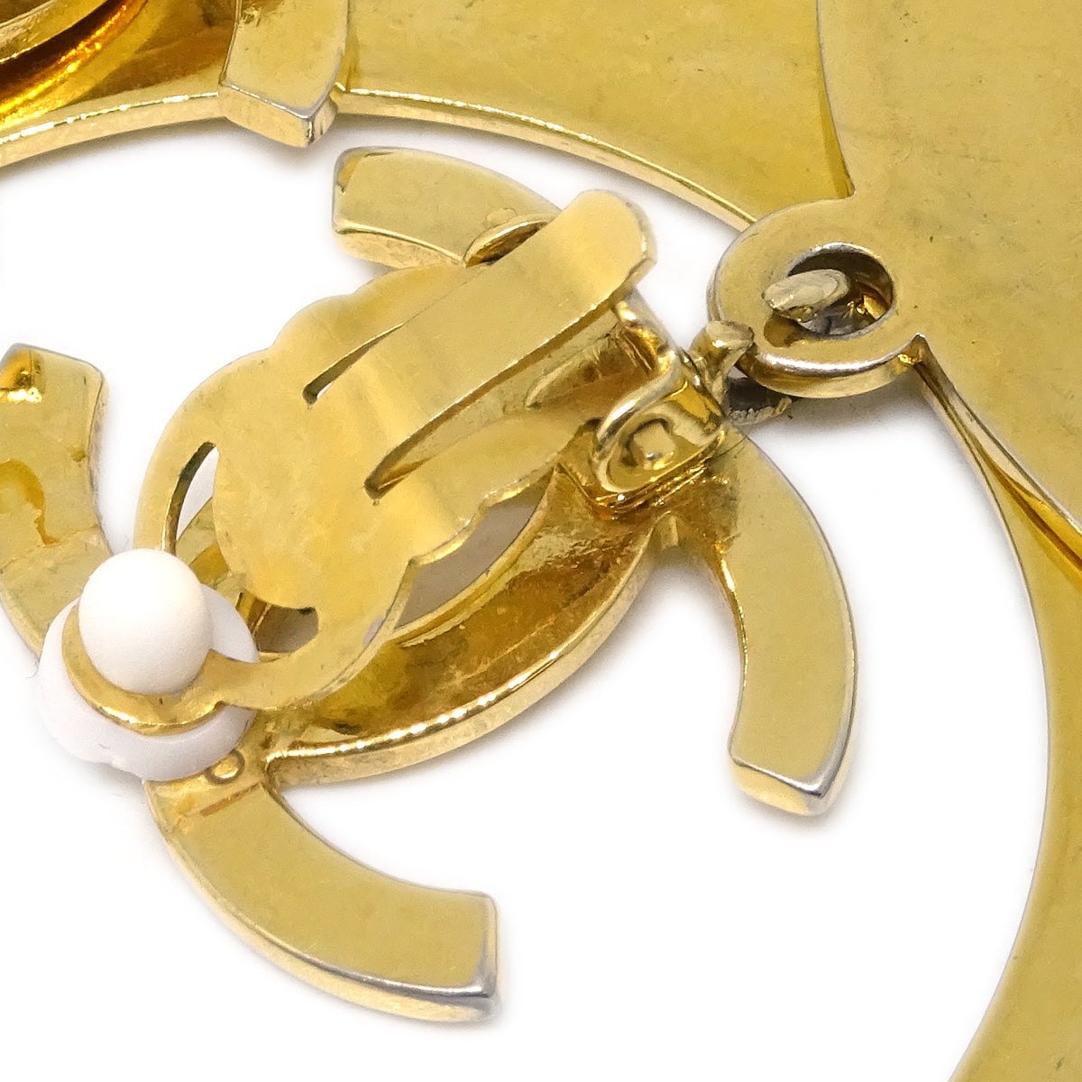 Luxury Chanel Hoop Dangle Earrings Clip-On Gold