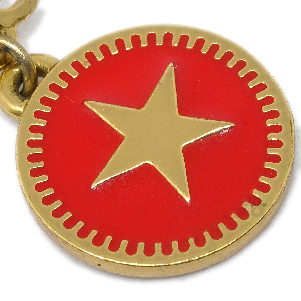 Luxury Chanel Star Dangle Piercing Earrings Red 01P
