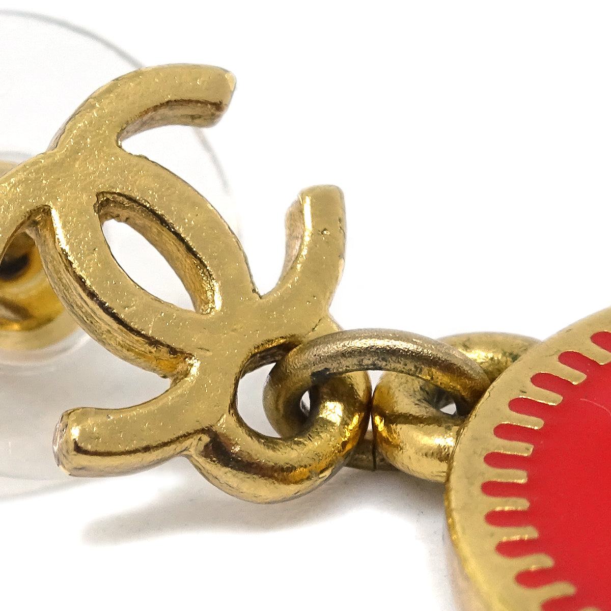 Luxury Chanel Star Dangle Piercing Earrings Red 01P