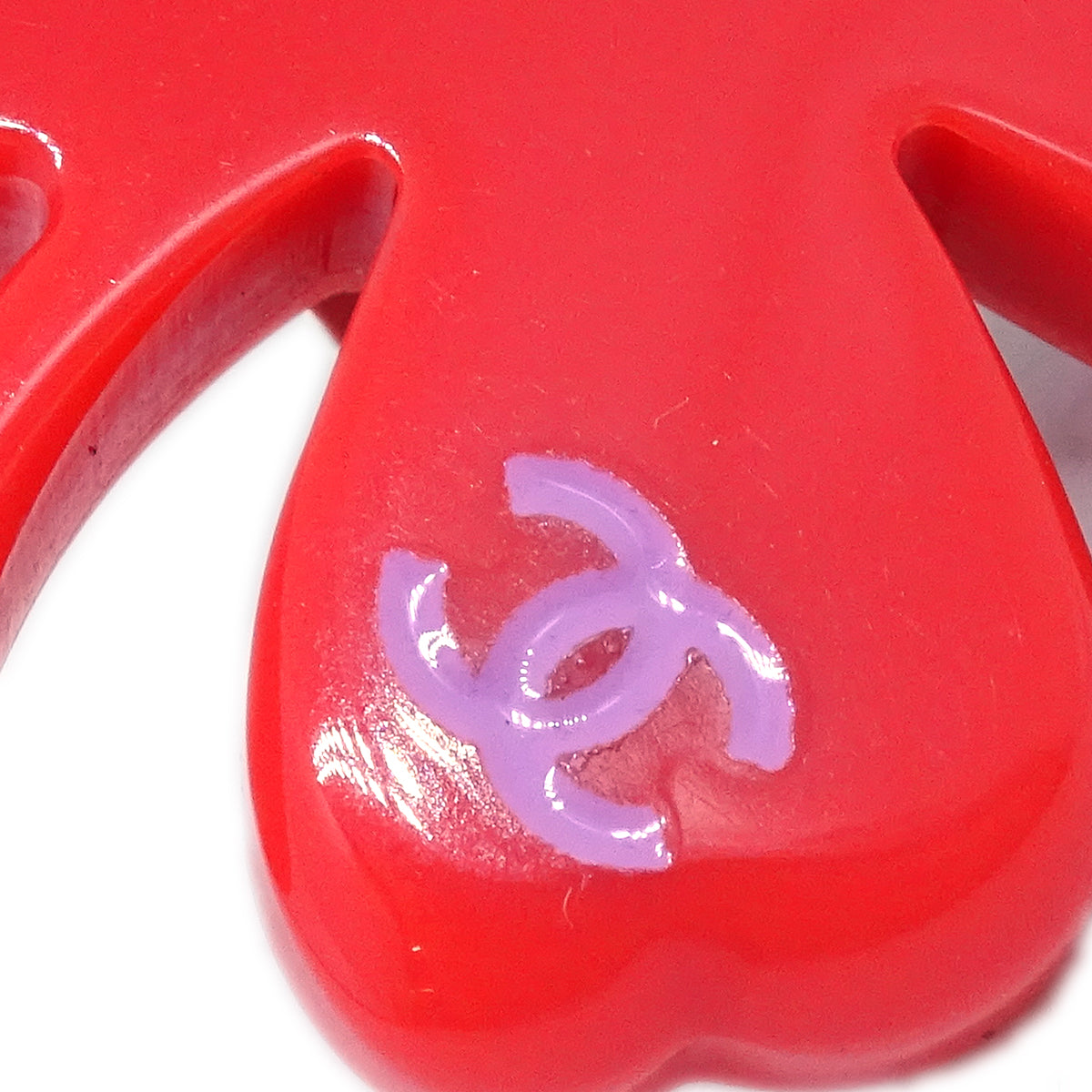 Luxury Chanel Clover Brooch Pin Red 04P
