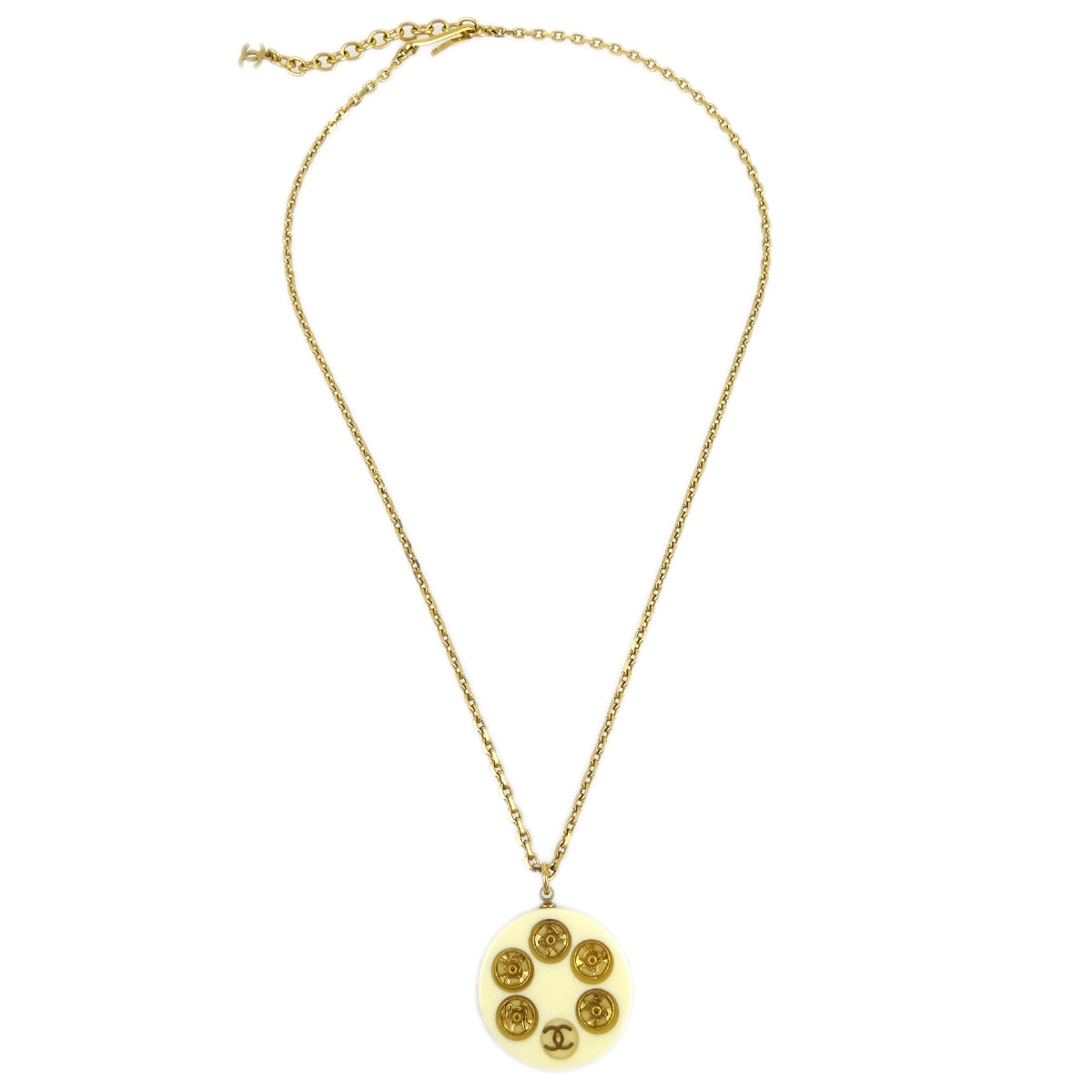 Luxury Chanel Pendant Necklace Gold White 03A