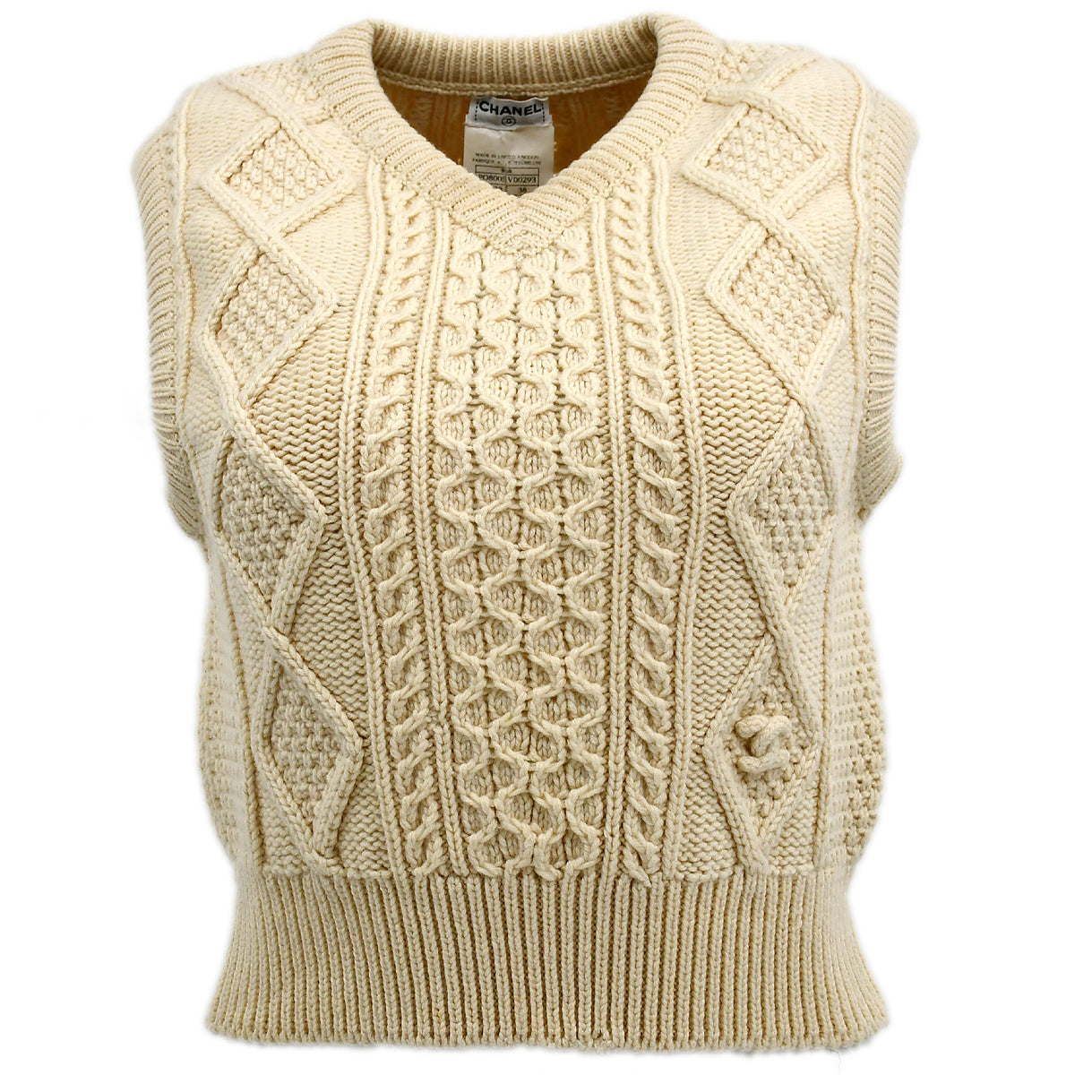 Luxury Chanel Vest Sweater Ivory 96A #38