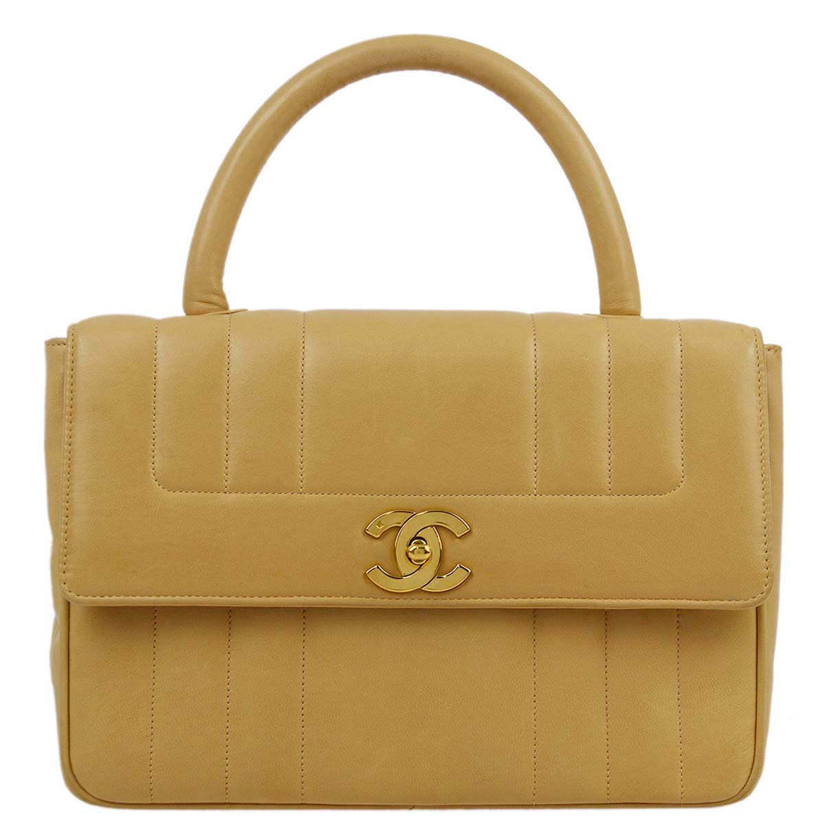 Luxury Chanel 1994-1996 Beige Lambskin Mademoiselle Handbag
