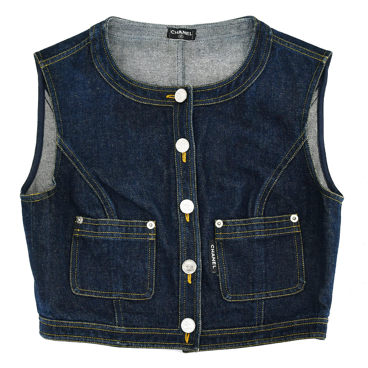 Luxury Chanel Vest Denim Jacket Indigo